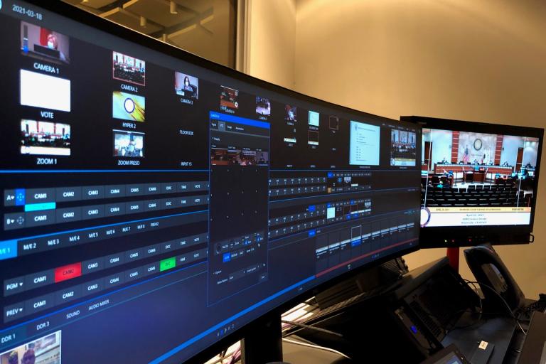 RivCoTV live broadcast monitors
